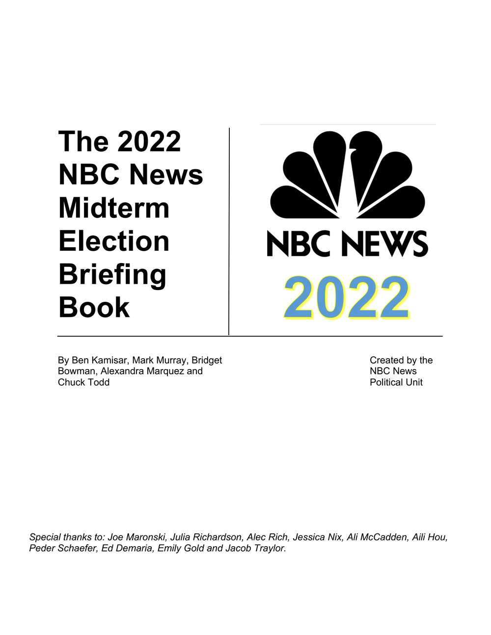 cover for The 2022 NBC News Midterm Election Briefing Book by NBC News