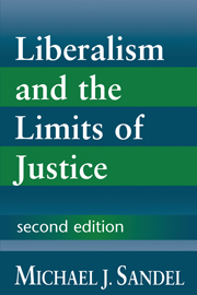 cover for Liberalism and the Limits of Justice by Michael J. Sandel