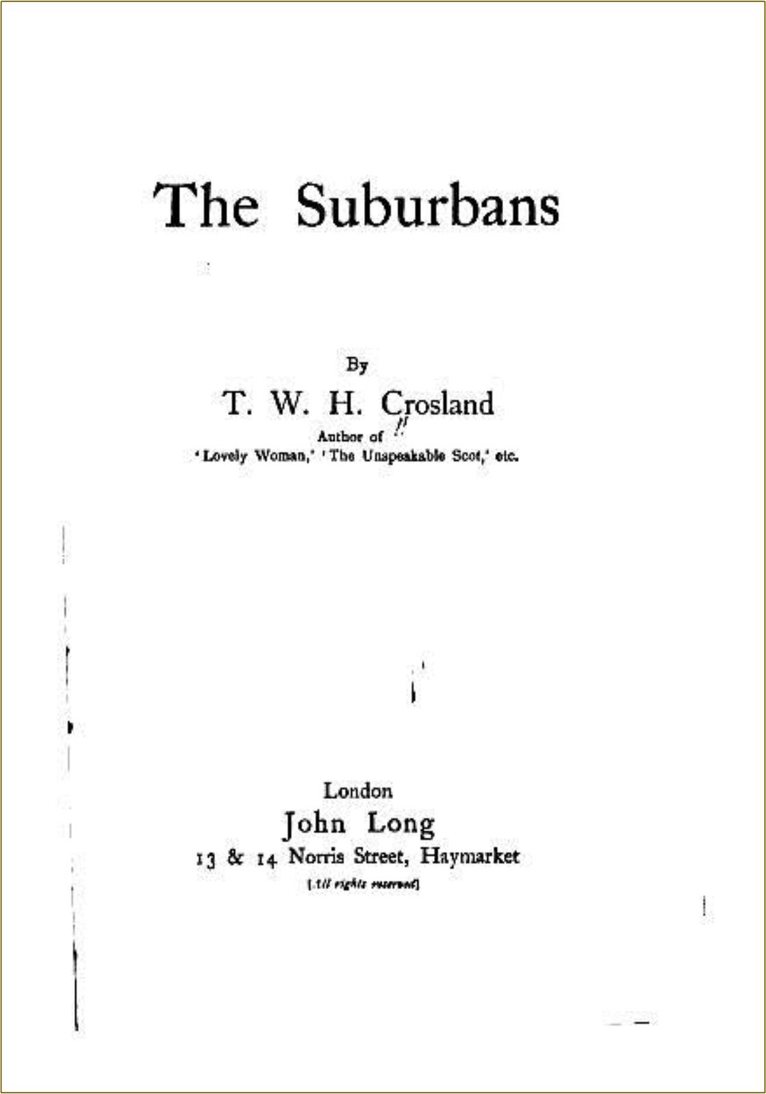 cover for The Suburbans by T.W. H. Crosland