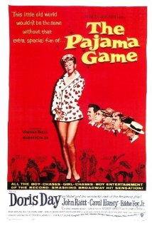 cover for The Pajama Game, a film directed by Stanley Donen and George Abbott